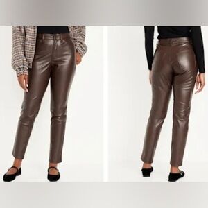 Old Navy | High-Waisted OG Straight Faux-Leather Ankle Pants | Chocolate Brown